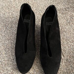 Eileen Fisher Black Suede Ankle Booties